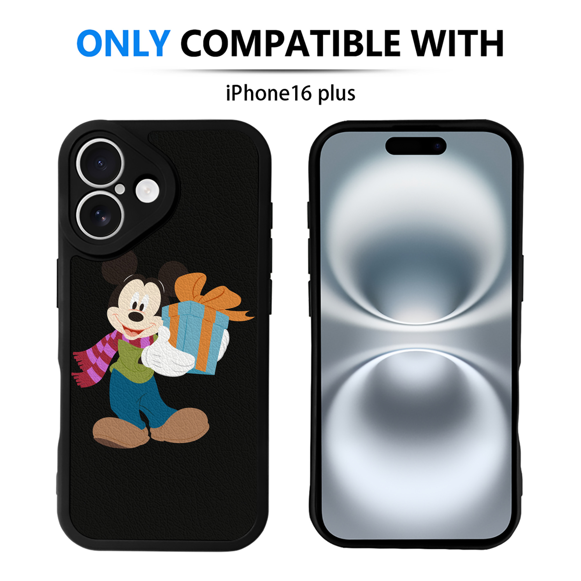 （画像用） ミッキーマウス Mickey Mouse 【iPhone 16シリーズ対応】シリコンスマホケース（レザー調） 材質：シリコン